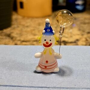 Glass Clown Figurine with Balloon 2"